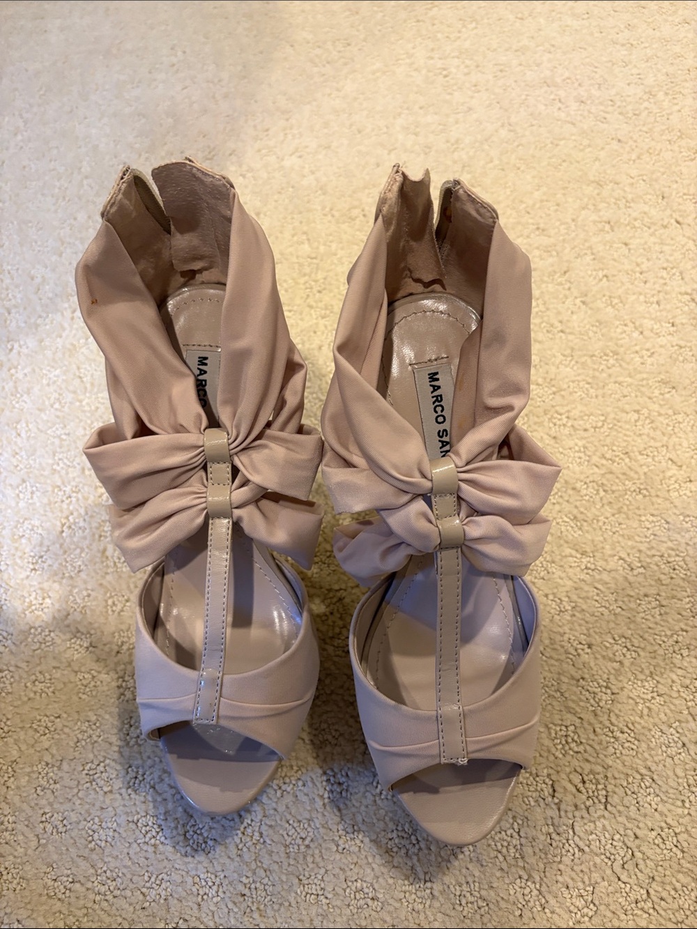 Marco Santi Blush Pink T-Strap Bow Heels